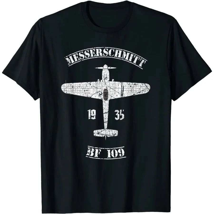 Bf 109 German WW2 Fighter Aircraft T-Shirt Men\'s Summer Cotton O-neck Short-sleeved Shirt