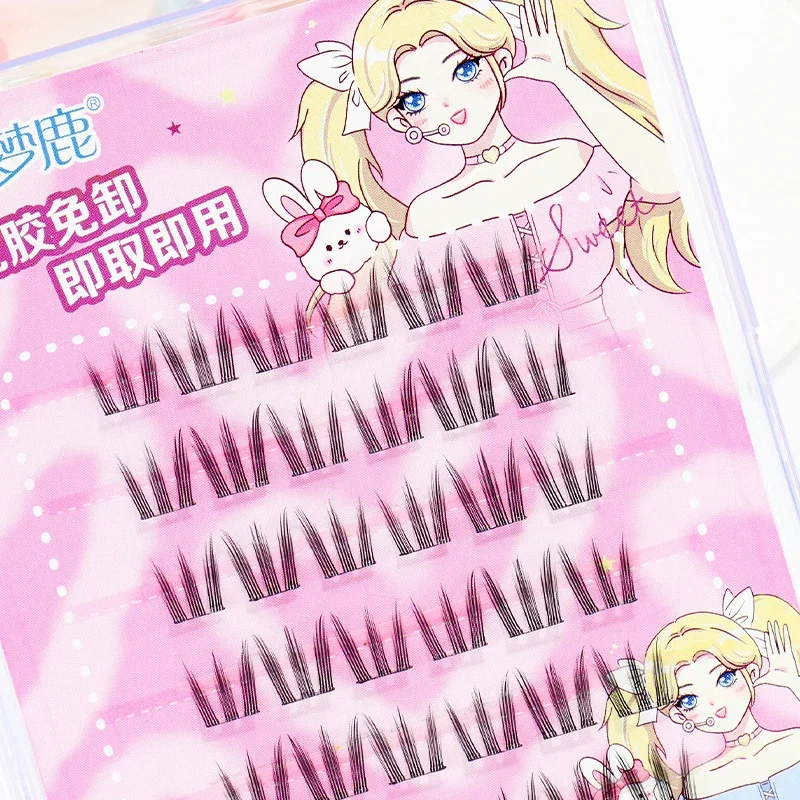 Ciglia a grappolo autoadesive Stile idol morbido Riutilizzabili Senza colla Cluster individuali Volume naturale Trucco coreano Ciglia finte