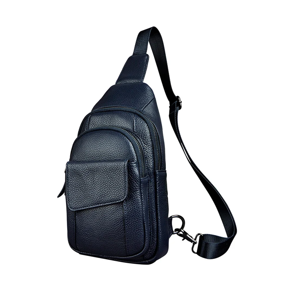 Imagem -04 - Mochila Cross Body Sling para Homens Bolsa de Ombro Couro Genuíno Couro de Vaca Louco Bolsas Masculinos Retrô Escalada de Viagem