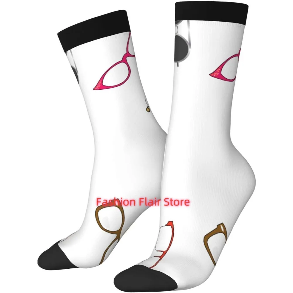 

Eyeglasses Novelty Crew Socks Print Unisex Gifts Men Women