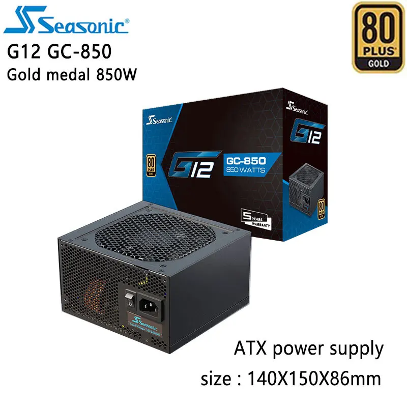 

Seasonic G12 GC-850 ATX источник питания 850 Вт Gold Medal 80PLUS 14 см, Интеллектуальный источник питания вентилятора контроля температуры