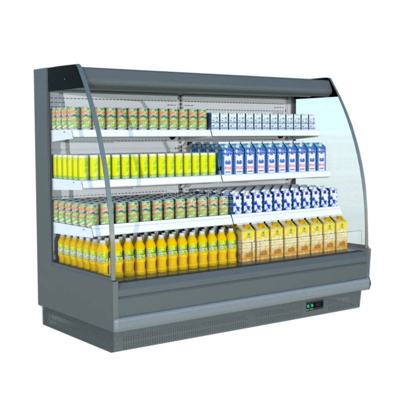 FOODLINE Customized Semi Vertical Island Chiller for Supermarket Fresh Produce Storage Commercial Beverage Display Refrigerator