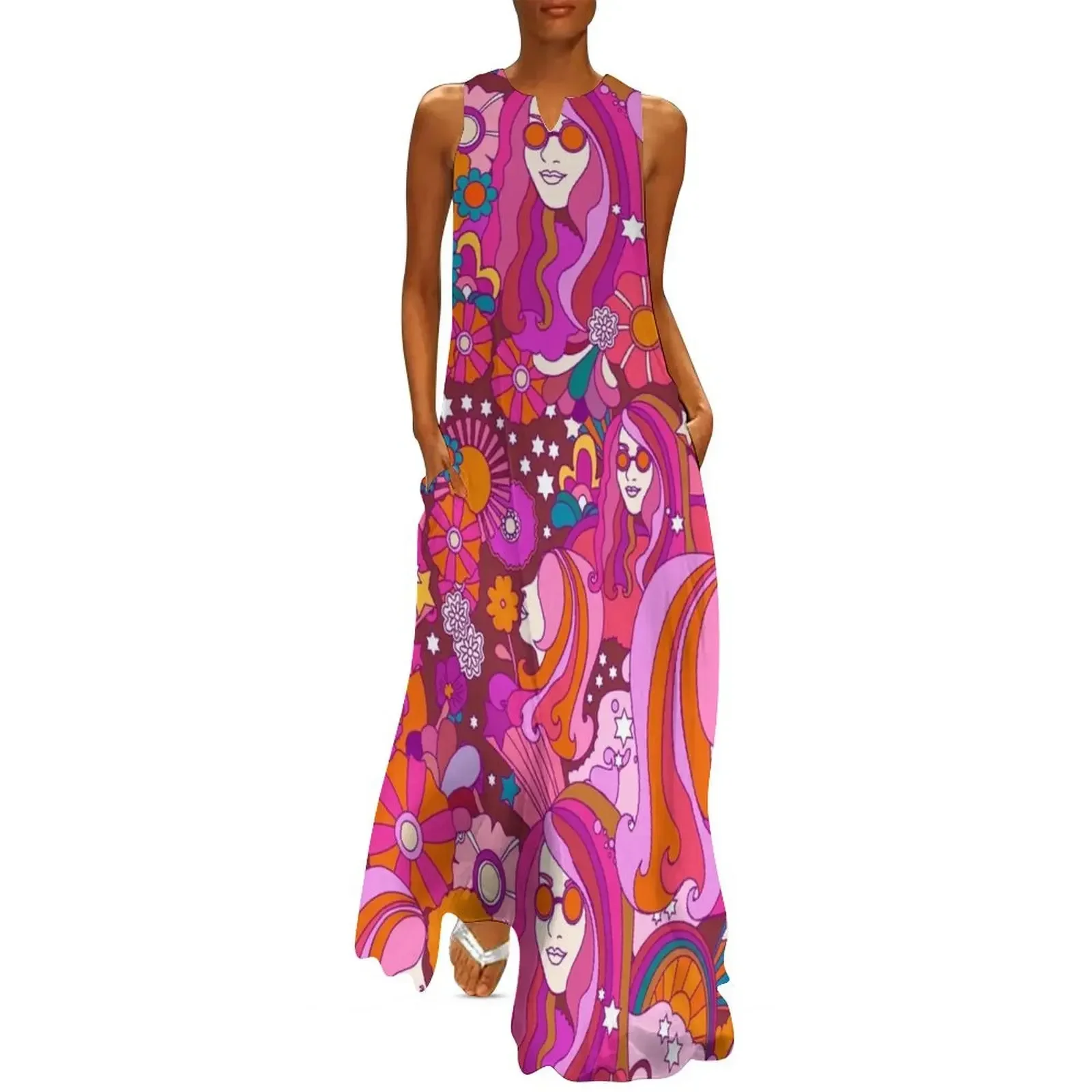 

70s Fairground Long Dress Clothing long dress women summer dress for women 2025