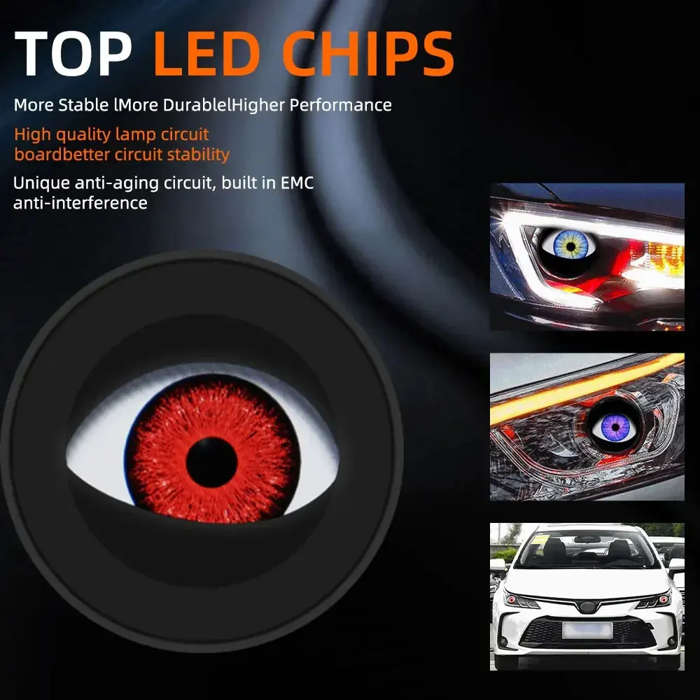 

Car Decoration Lights 2 Inch Fog Lights Dynamic Devil Eyes Wifi Control 4 Models Eyes For Headlight Fog Light Upgrade