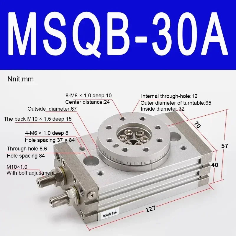 MSQB Pneumatische roterende actuator 190 °   Verstelbare zwenkrotatie voor industriële automatisering, machinesarmen