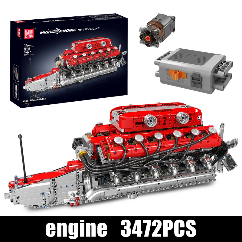 MOULD KING Schimmel König technische Auto Motor Spielzeug der motorisierte v12 Motor Baustein Montage Motor Ziegel Set Kinder Weihnachts geschenk 3