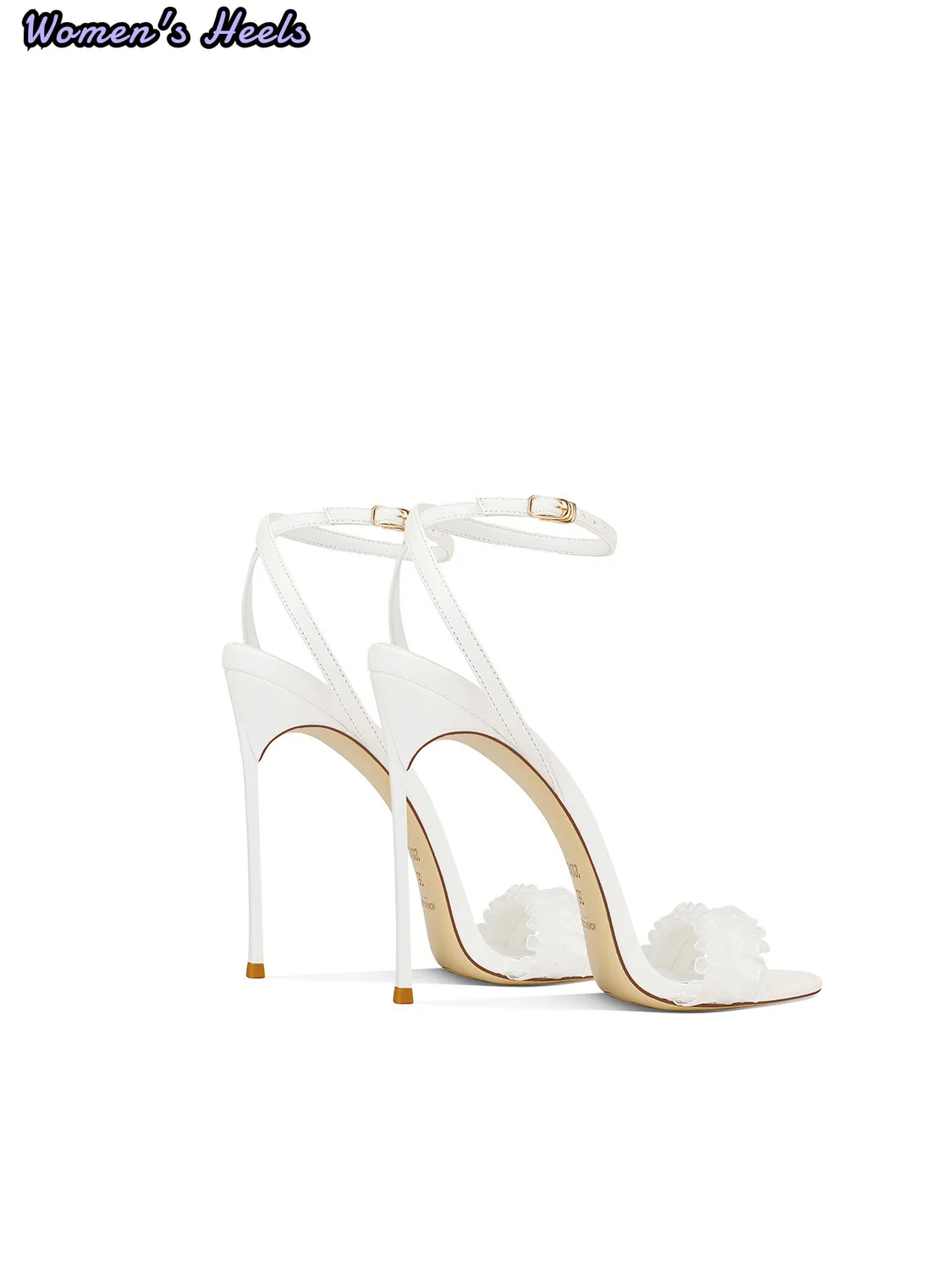 White One Strap Sandals Women Summer New Style Thin Heel High Heels Fashion Party Dress Shoes