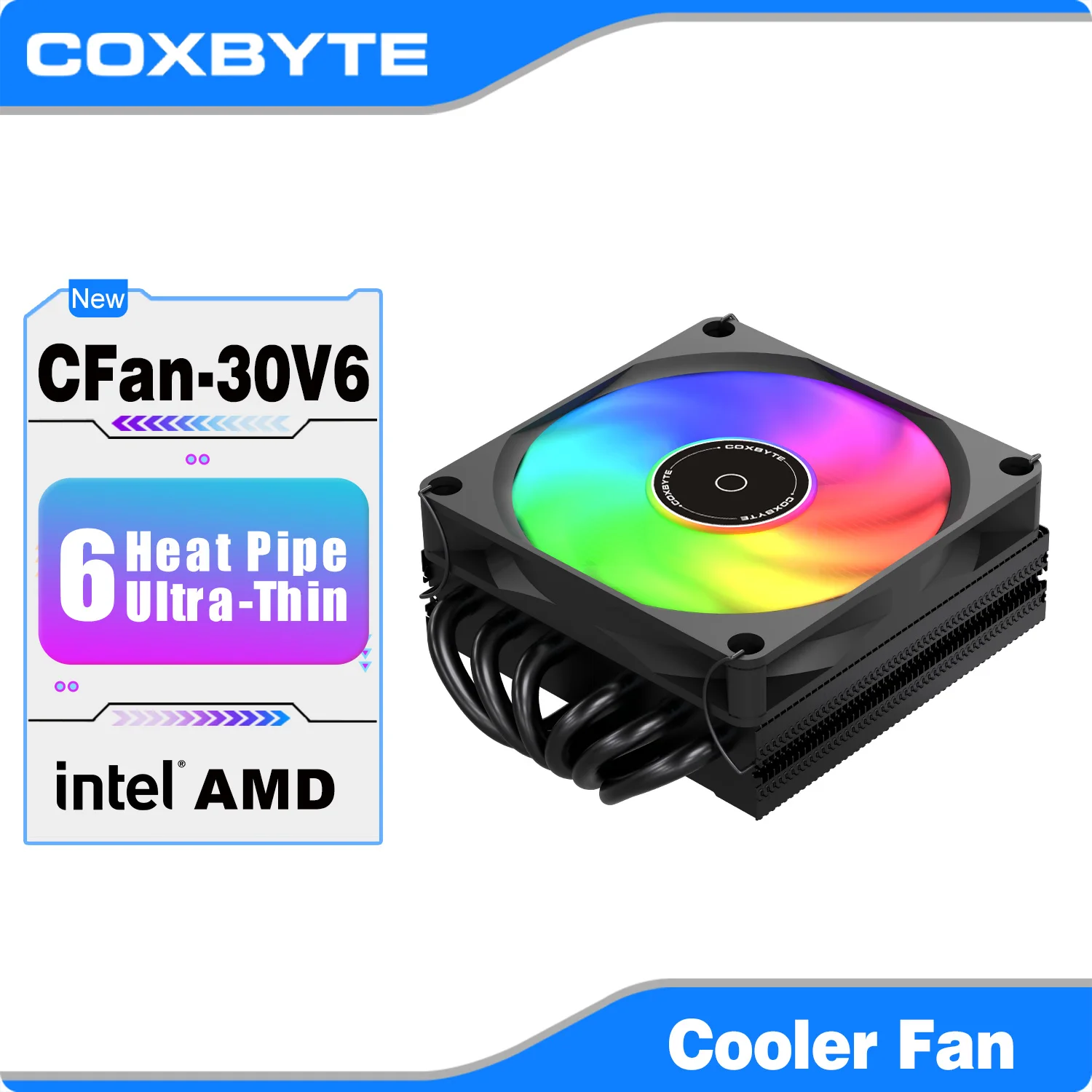 coxbyte-cfan-30v6-6-ヒートパイプダウン圧力-cpu-空冷クーラー-45-ミリメートル高-9-センチメートルファン-lga1200-1700-am4-5-itx-シャーシ用