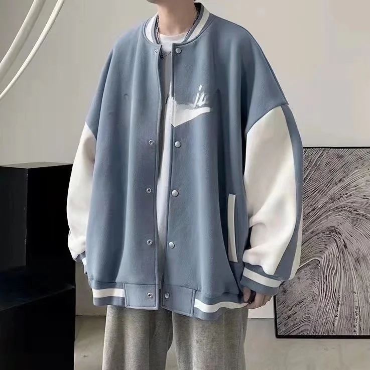 

Trendy Baseball Jaet Loose Fit Casual Sle for Men Spring Autumn New Arrival Polyester Fabric Printed Youth Faion Outerwear