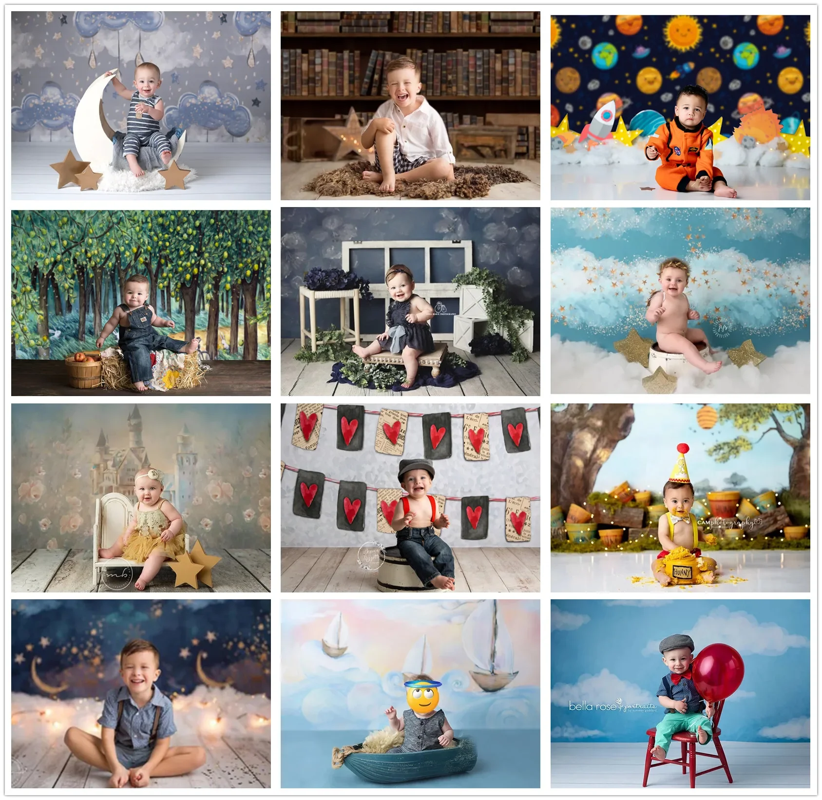 Birthday Photography Background Watercolor Painting Boys Prince Newborns Kids Baby Shower Cake Smash Photo Backdrop Studio Props