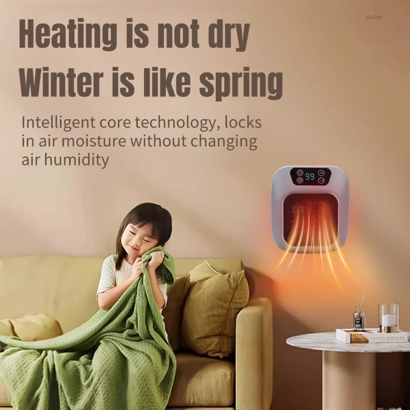 Mini Radiateurs Électriques Muraux de 600W, Chauffe-Air de Bureau, avec Télécommande, Plug-in