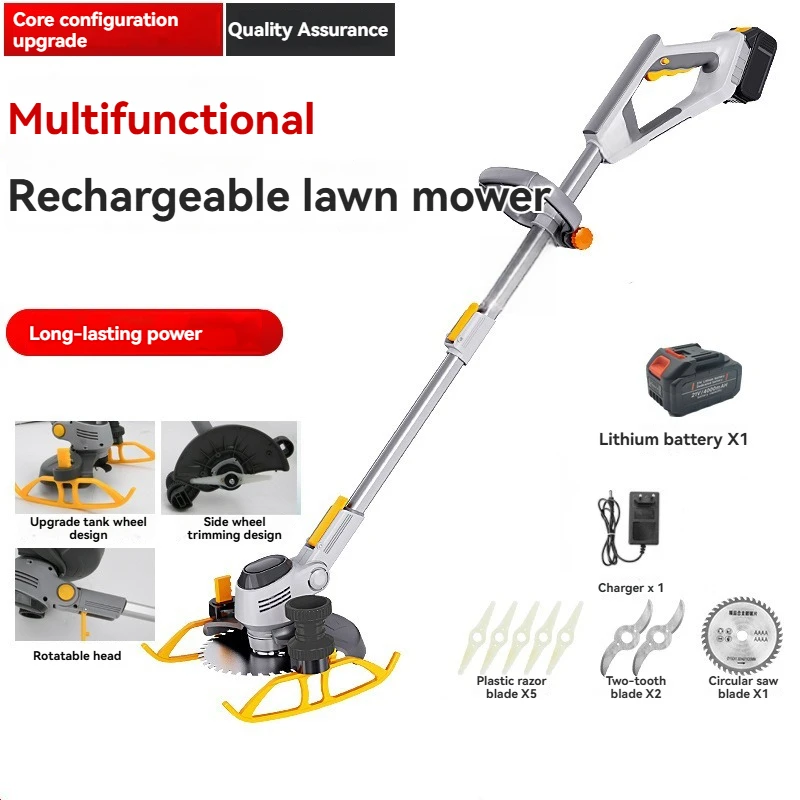 Lithium Rechargeable Handheld Electric Lawn Mower, Multifunctional Portable Weeding Tool for Farm Garden Lawn Care