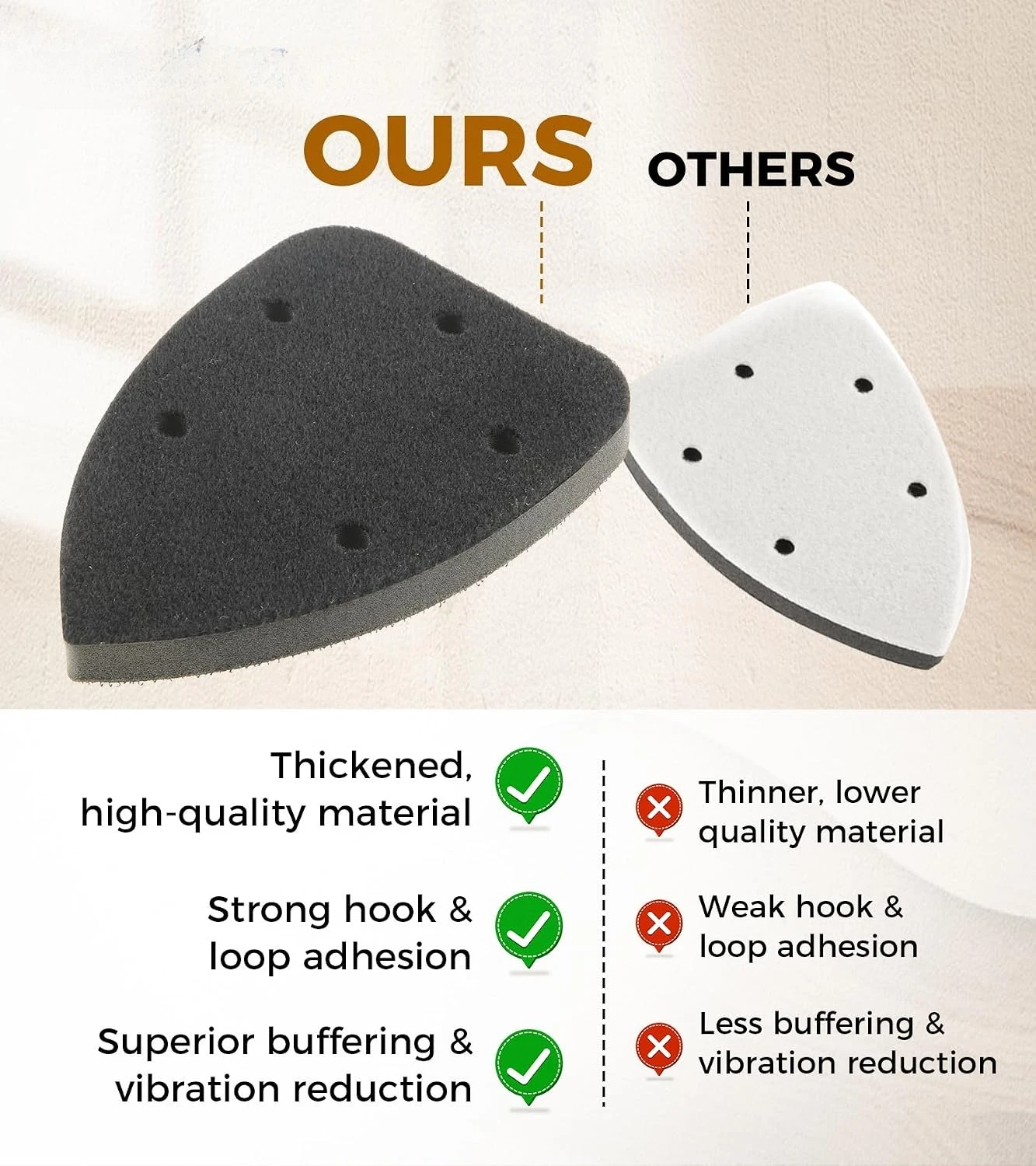 5pcs 140*98mm Mouse Detail Sanding Pads Triangle Interface Pads 5-Hole Hook & Loop Sponge Backing for Detail Sander Woodworking - view 6