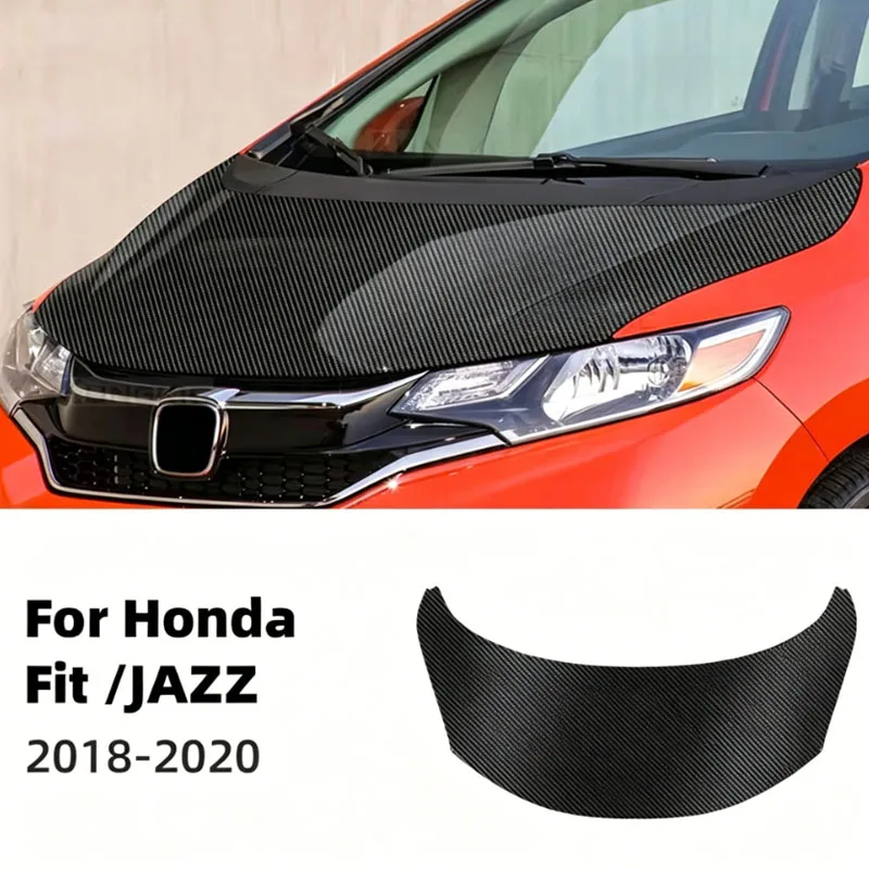For Honda Fit Jazz 2018 2019 2020 Bright Carbon Fiber Pattern PPF Car Paint Protection Film Engine Hood Bonnet Trim Sticker