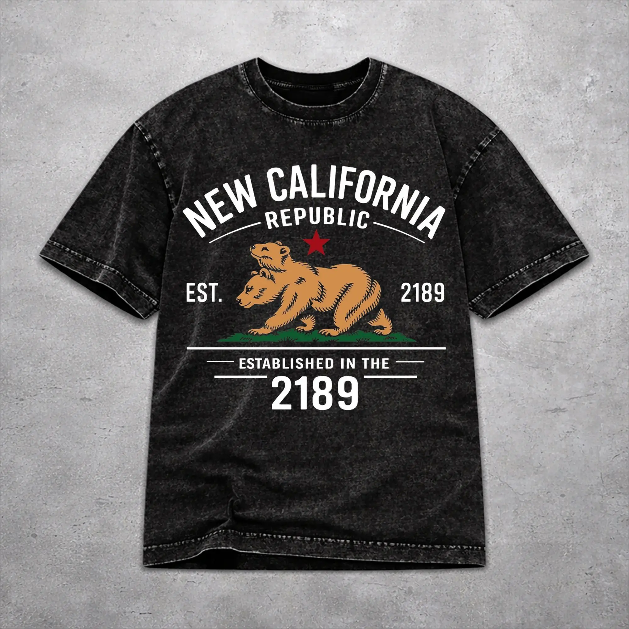 Vintage Women Men Republic California Tee Shirt Washed Style  T Shirts Clothing