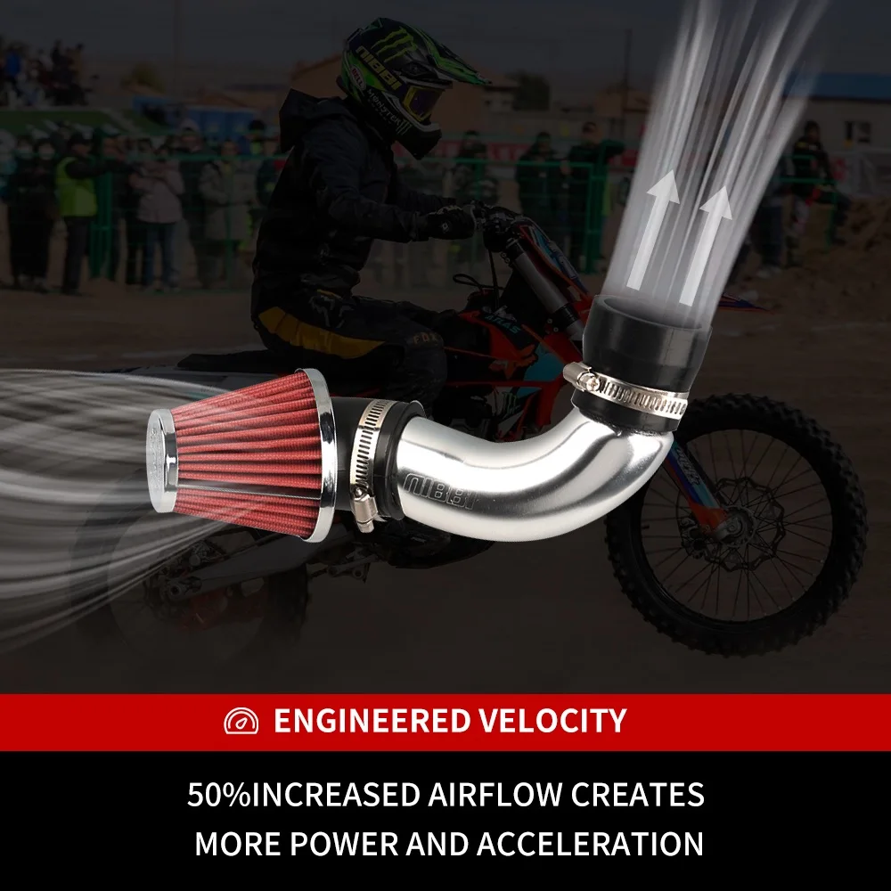 NIBBI Luftfilter Ansaugkrümmer ATV Roller Kaltlufteinlass Ellenbogen Aluminiumrohr für Honda Yamaha Motorrad GY6 Motorteile – Detail 2