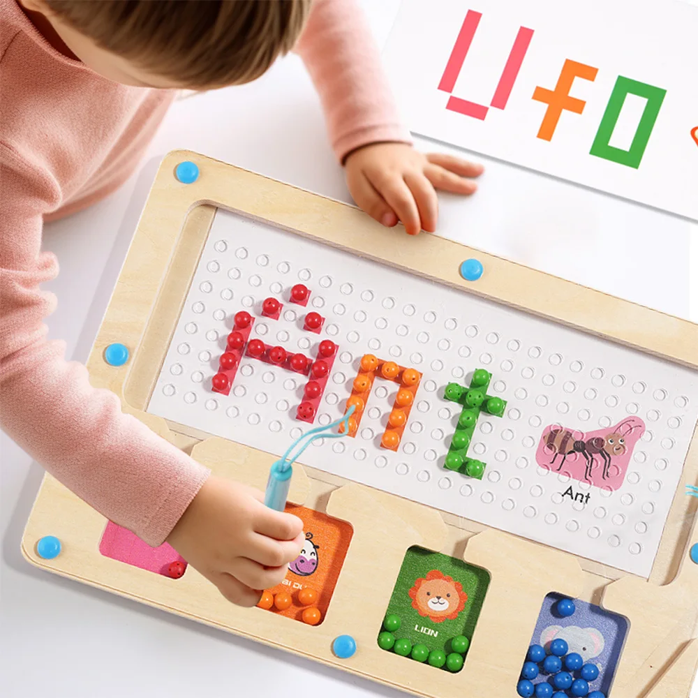 Montessori Holz Magnets tift beweglichen Ball Puzzle Lernspiel zeug für Kleinkinder Kinder beschäftigt Brett Farb sortierung Zähl spiele