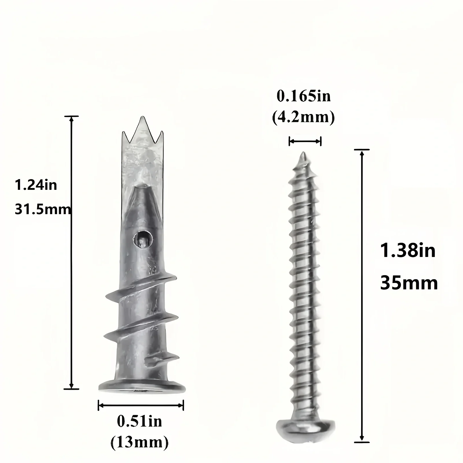 15 sets of self-drilling drywall Moro screws with spiral expansion, zinc alloy expansion screws and heavy metal wall anchors