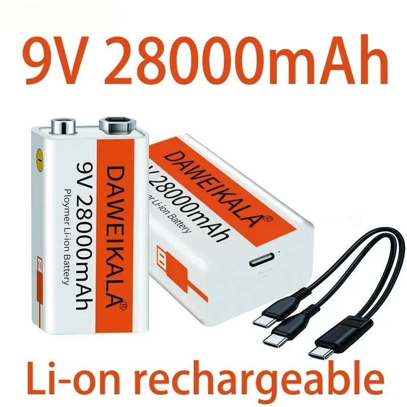 9V USB Battery 28000mAh li-ion Rechargeable Micro Batteries 9v lithium for Multimeter Microphone Toy Remote Control KTV use