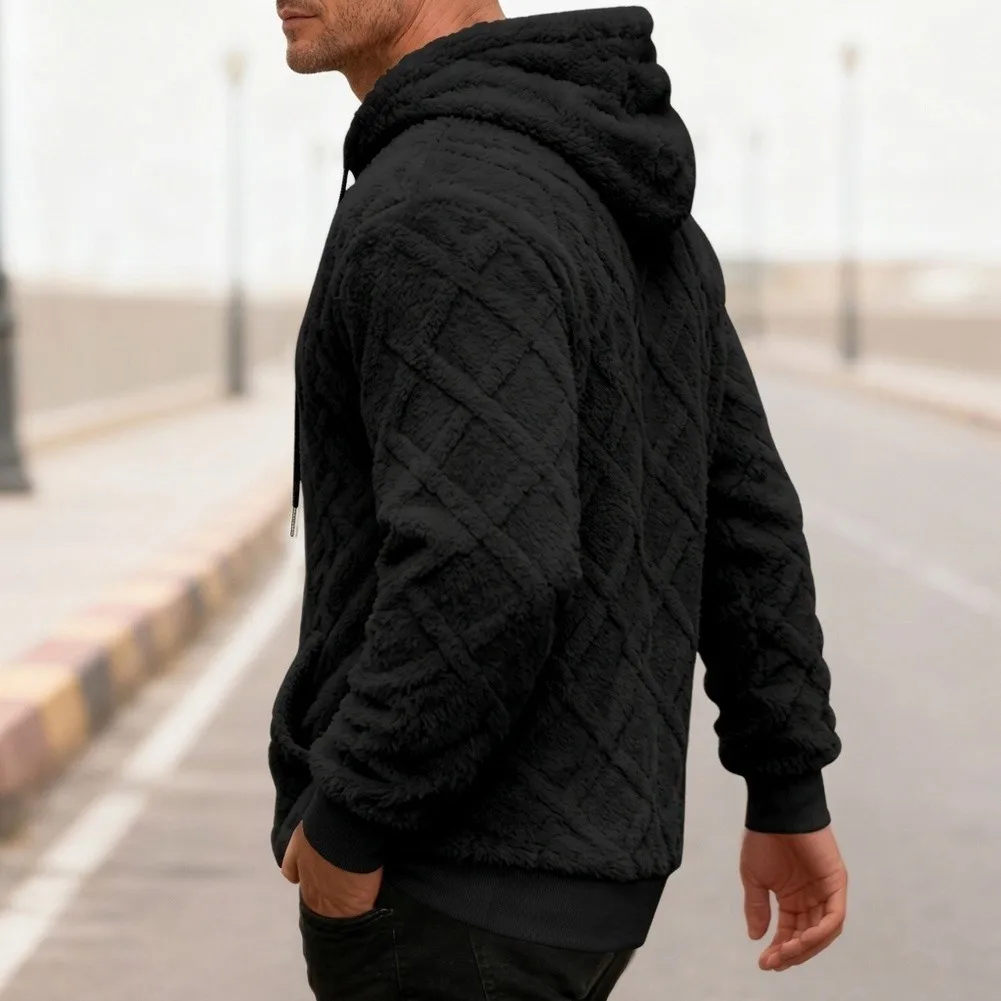 Jacquard Double-Sided For Velvet Hoodie for Men Designed for as Loose for Fit Pullover Sweatshirt for Seasonal Layering
