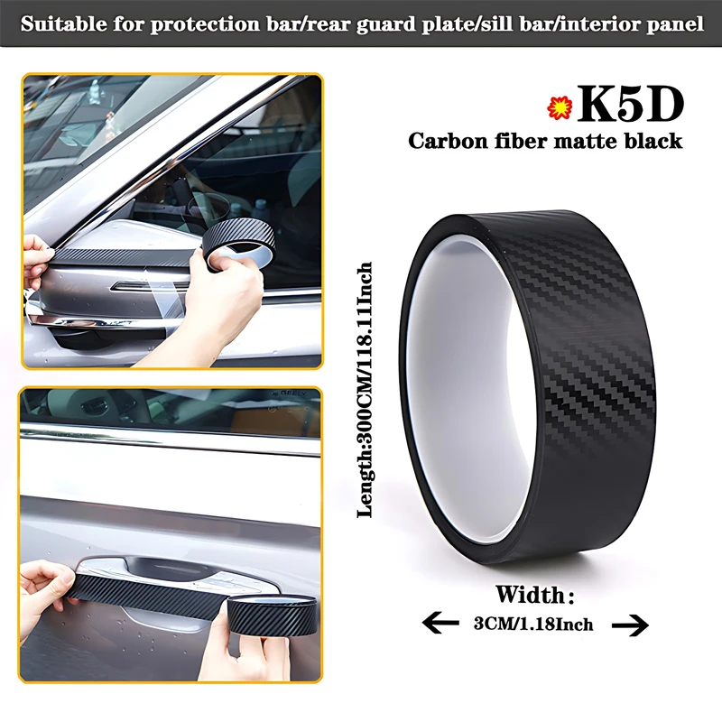 Hochwertige K5D Transparente Kohlefaser-Autotürschutzfolien Anti-Kratz-Band Auto-Kofferraum-Einstiegsleisten-Schutzfolie