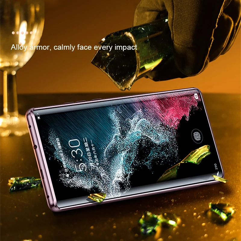 360 Magnetic adsorbent Double-sided Tempered Glass Cases For Samsung S22 Ultra S21 S20 Ultra Plus Full Coverage Protection Cover