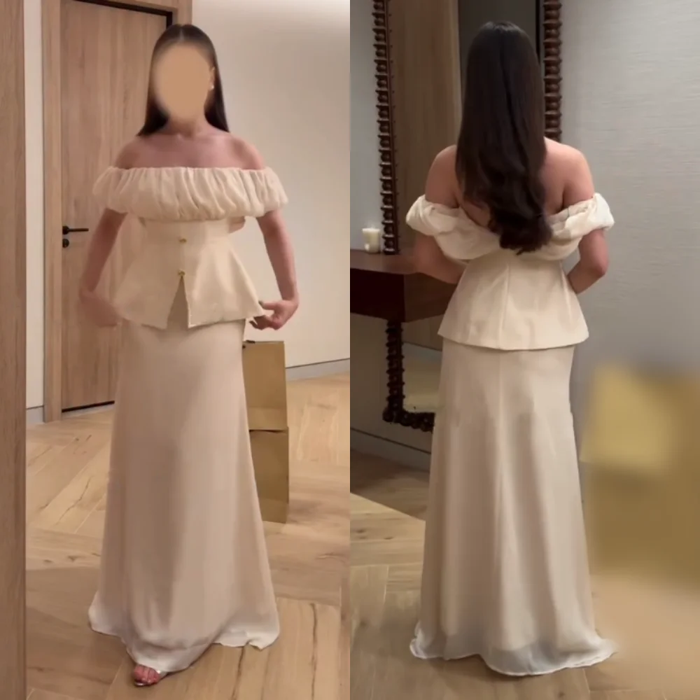 

Customized Jersey Pleat Off-the-shoulder Trumpet Long Dresses Bespoke Occasion Evening Dress Elegant Party Wedding