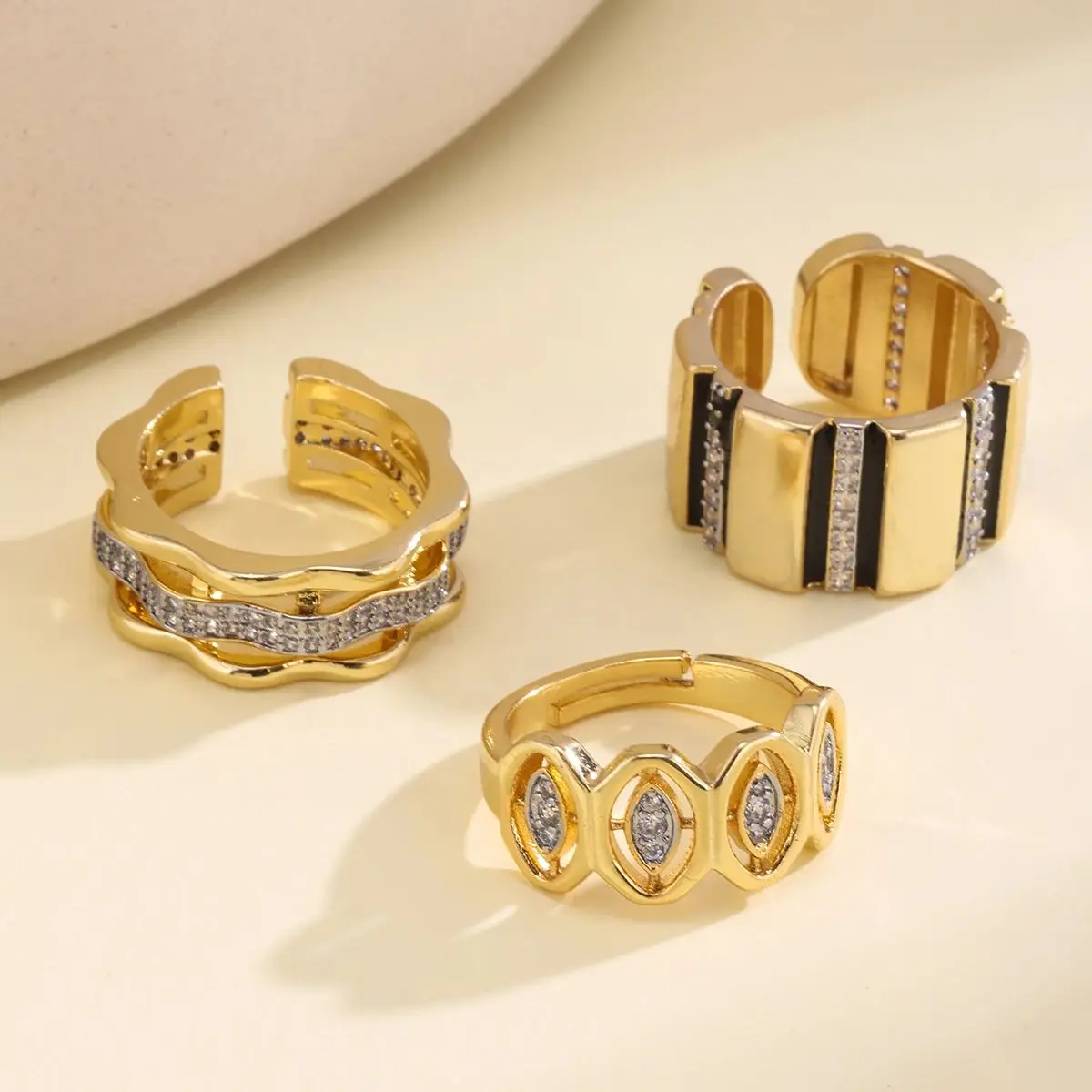 

AIBEF Irregular Rings Zircon Stone Aesthetic Girl Open Adjustable Rings for Women Girls Vintage Jewelry Accessories Gift