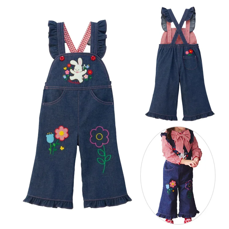 

Bib Trousers Spring and Autumn New Girl Cartoon Cute Bunny Denim Bibs