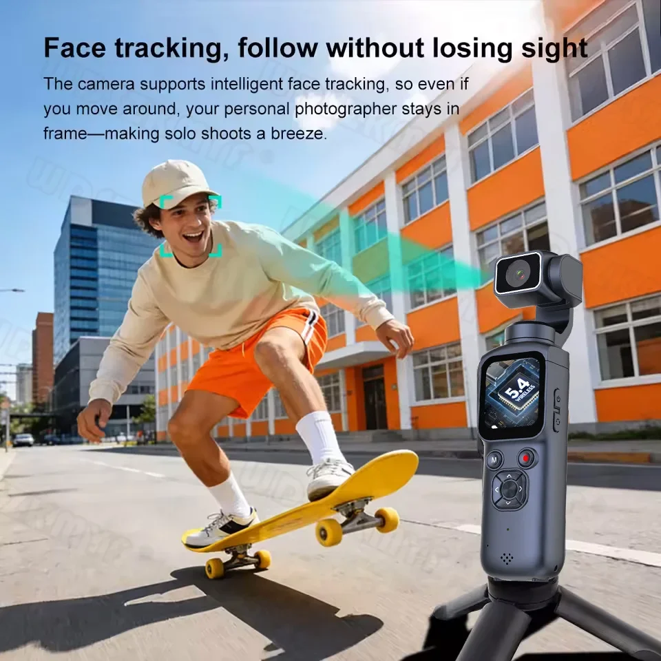 4K Portable Action Camera Desktop Stand WIFI 330° Face Track For YouTube Vlog Entry Video Recording Record Action Cameras Cam
