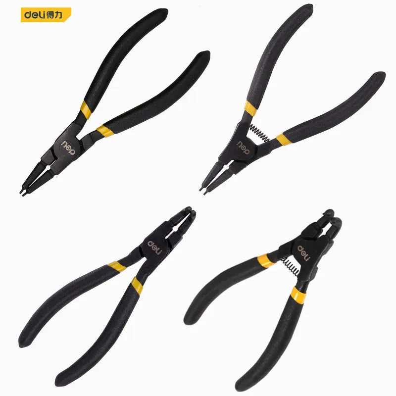 Imagem -02 - Polegada Preto Anel Snap Alicates Anel de Retenção Alicates Circlip Interno Externo em Linha Reta Curvo Alicate Ferramentas Manuais Peças