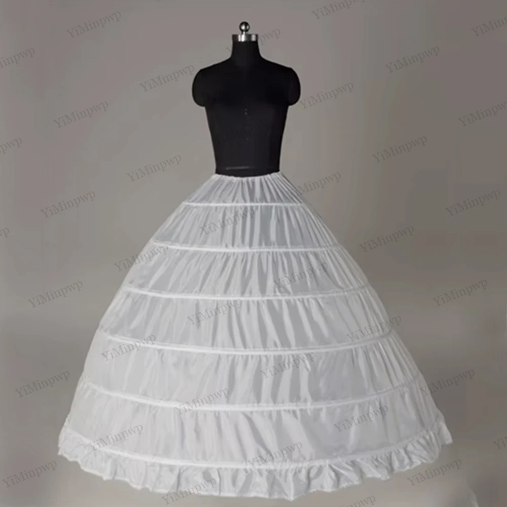 2025 New 6 Hoop Crinoline Black White Long Wedding Petticoat Ball Gown Dress Underskirt Skirt Half Slips Wedding Accessories