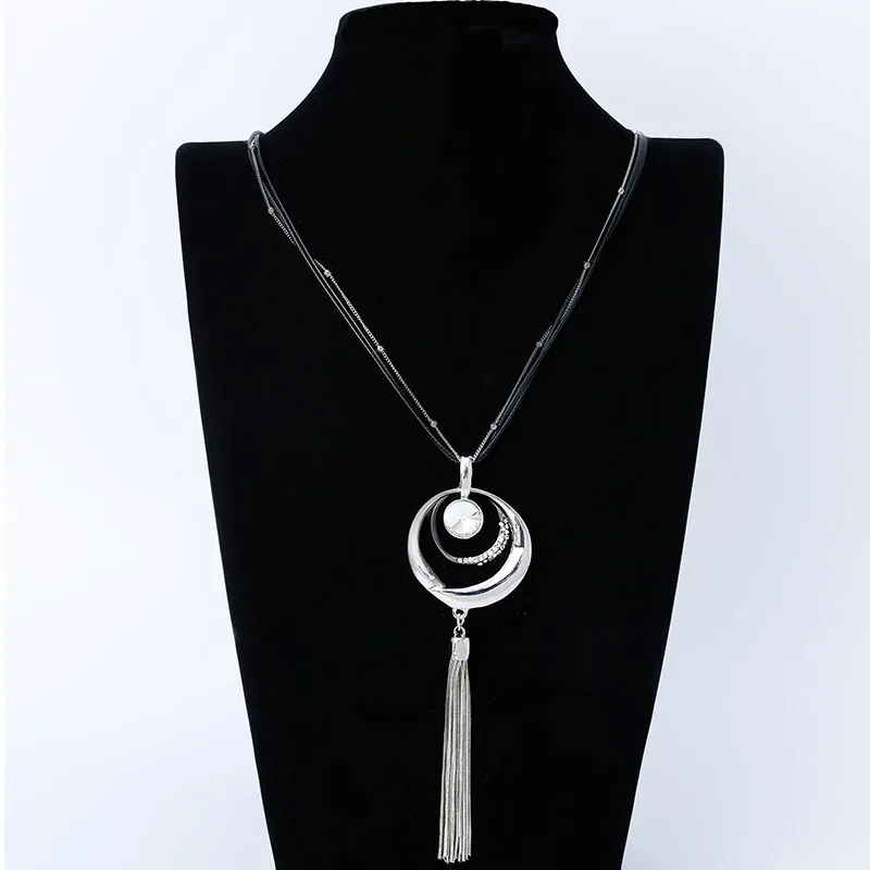 DIY accessories popular women's alloy fringed long European and American jewelry retro simple necklace pendant sweater chain