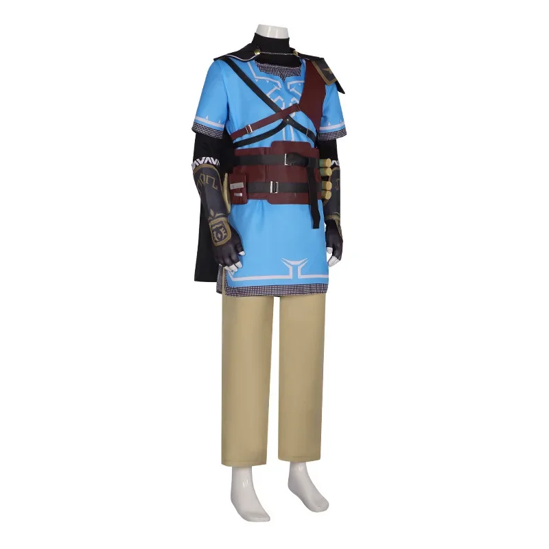 Disfraz de Breath Of The Wild para hombres, traje de Cosplay de Game Link, lágrimas del Reino, ropa de dibujos animados, pelucas amarillas doradas, capa