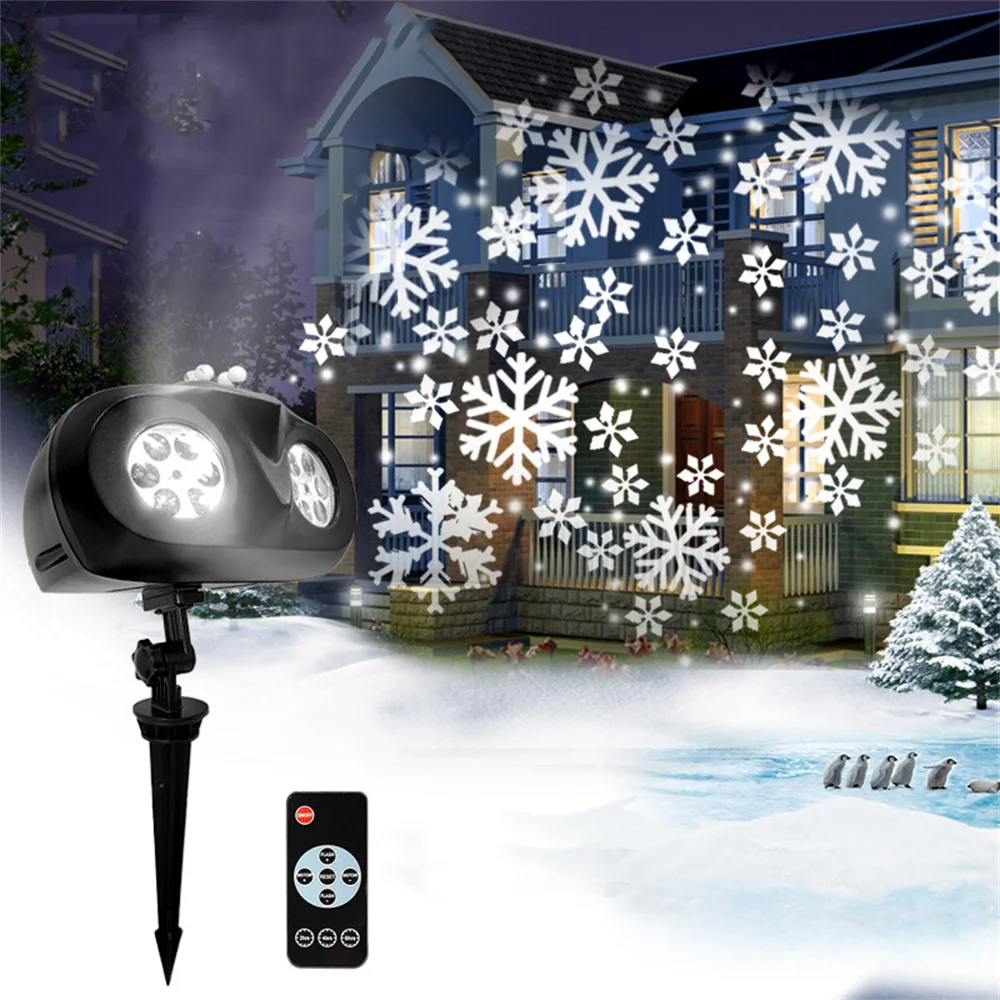 

DC24V Double Head Snowflake Led Projector Light & Remote Controller& Timer Indoor Outdoor Landscape Decoration for Xmas,Party