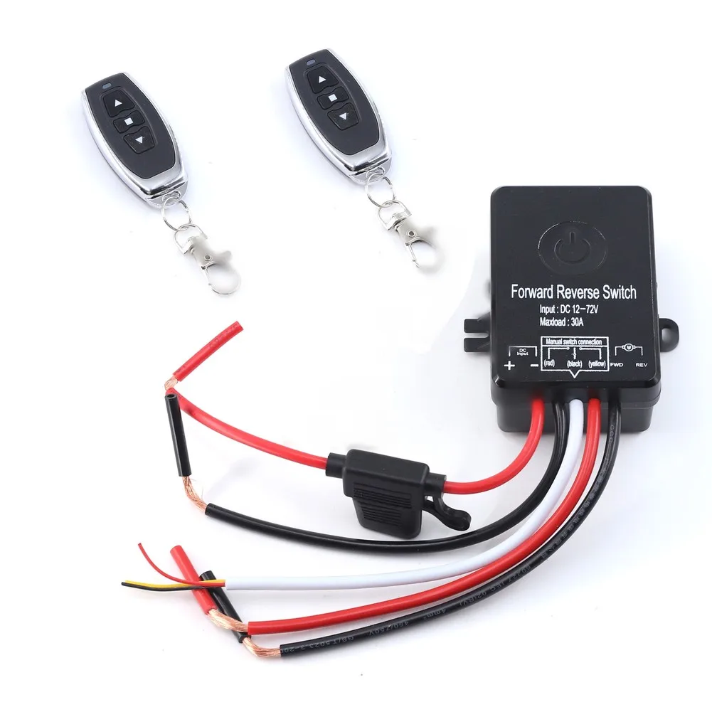 RF-Based Wireless Forward Reverse Switch for DC Motors 5-48V Input 10A Load with Programming Mode Indicator Light