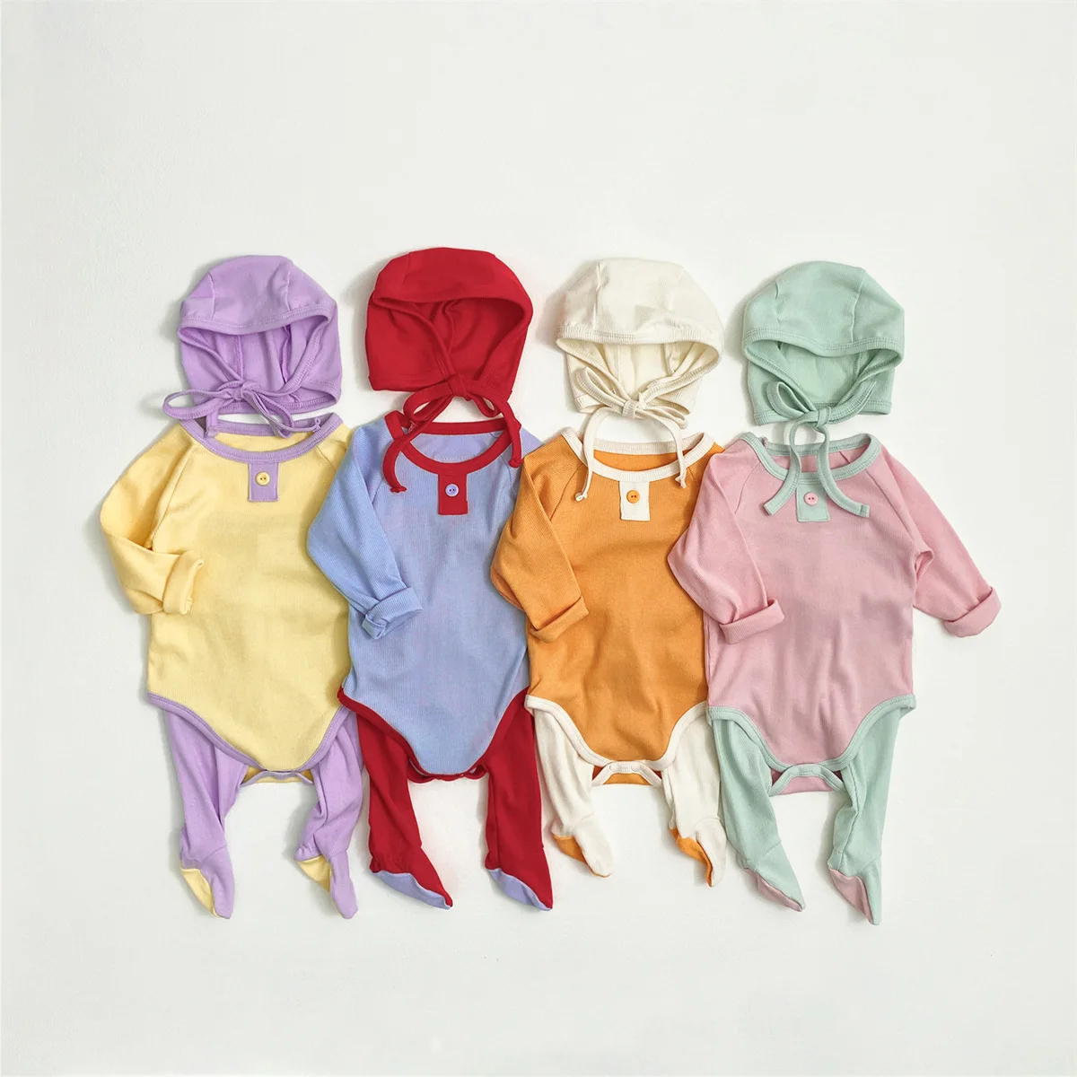 

2025 Autumn New Baby Long Sleeve Clothes Set Infant Bodysuit + High Waist Pantyhose + Hat 3pcs Suit Newborn Cotton Set 0-24M