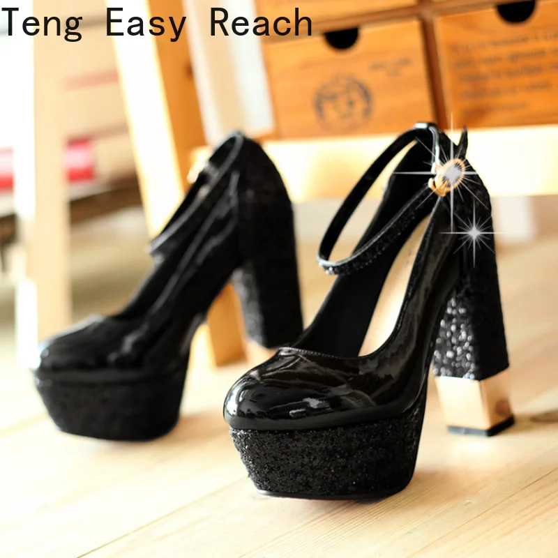 Sexy Gold Silver Platform Women Heels Sequined Chunky High Heel Pumps Summer Party Wedding Lady Shoes 2023 New Style Women Pumps