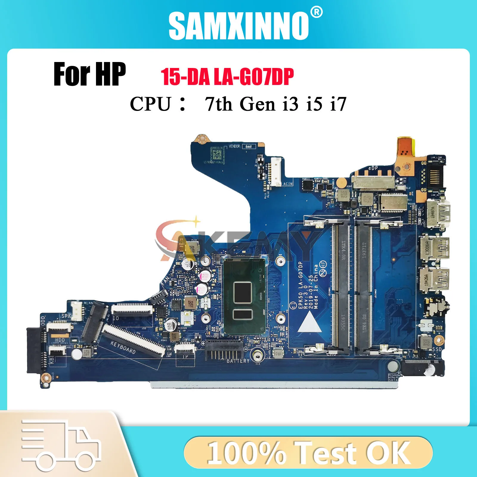 

LA-G07DP Материнская плата для ноутбука HP Pavilion 15-DA 250 G7 с процессором i3 i5 i7 7-го и 8-го поколения DDR4 L20369-601 L20374-601