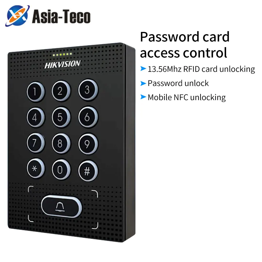 K1T810M RFID Reader Access Control Keypad Door Station Keypad Wiegand 27/35 Ouput 13.56Mhz M1 CPU Card For Hikvision