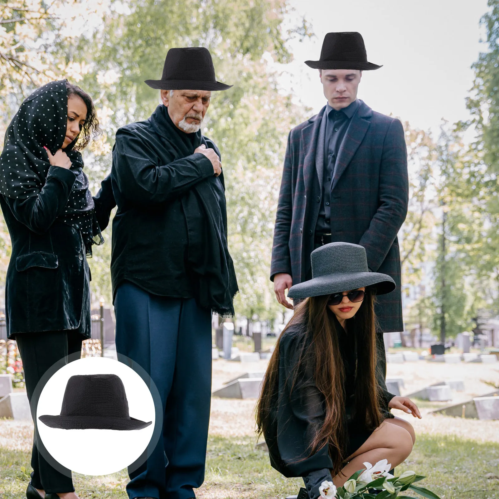 قبعة تذكارية جنازة الحداد الرجال قبعة دائم ارتداء مقاومة مقبرة النشاط بسيط رجل قبعة الصلاة قبعة الحداد قبعات