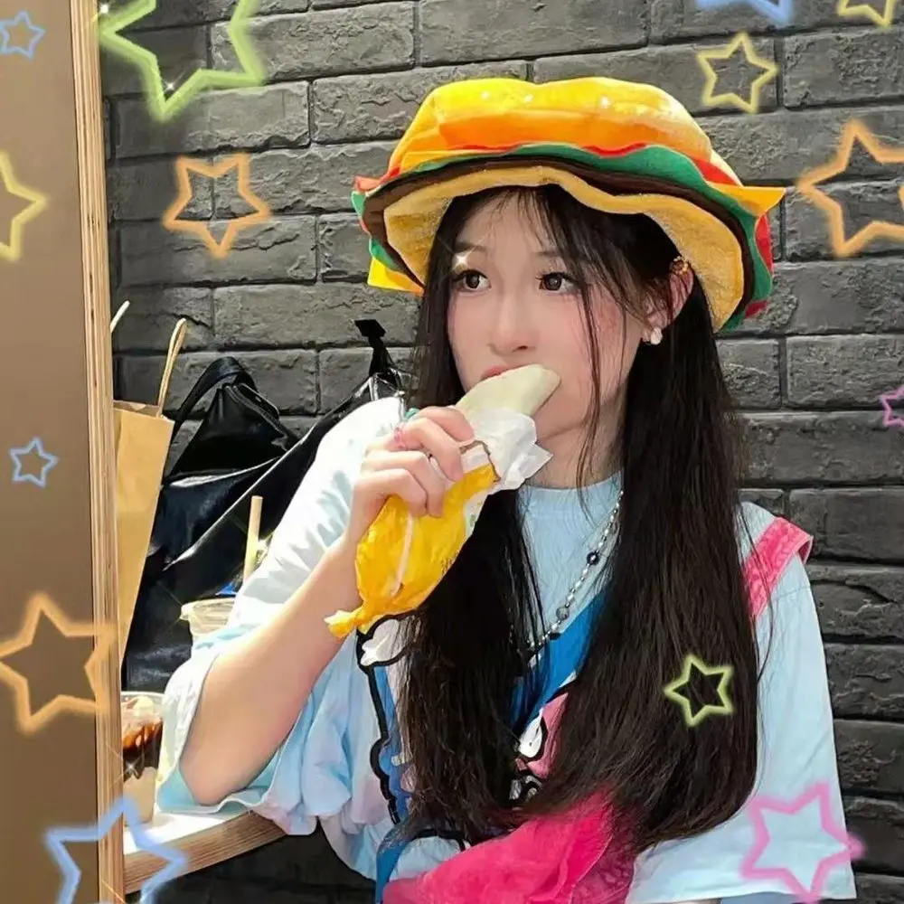 Creativity Decorative Burger Hat Comfortable Cute Burger Headgear Soft Unisex Performance Prop Hat Party Costume Accessories
