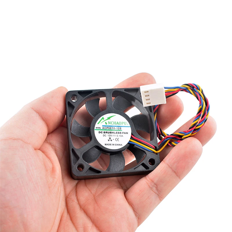 ANCHAOPU ACP5010-12S ACP5010-12PWM 5 cm 50x50x10mm 50mm ventola DC12V 0.10A 4 pin Ventola di raffreddamento silenziosa per chassis CPU