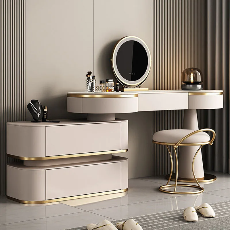 Modern Luxury Vanity Table Drawers Storage Cosmetics Filing Cabinets Dressing Table Beauty Coffee Penteadeira Home Furniture
