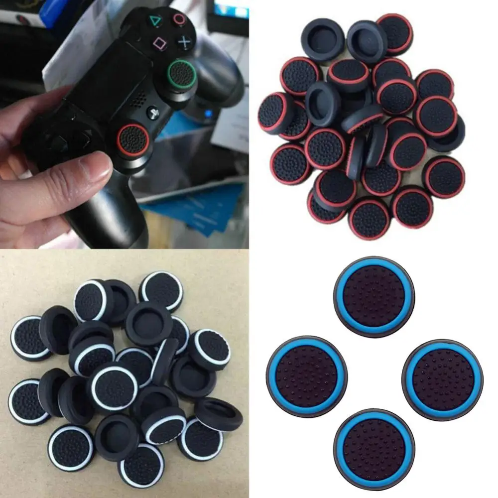 Hot 4 szt. Nakładki na kciuki antypoślizgowe silikonowe analogowe joysticki na kciuki do kontrolera gier PS4 PS5 360 One