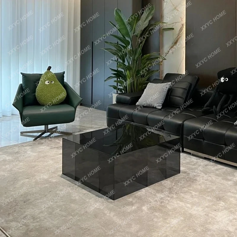 

LA Glass Coffee Table Living Room Minimalist Light Luxury High-end Edge Square Creative Corner Table