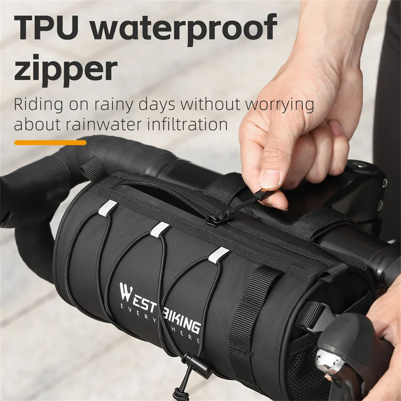 

Portable 2L Bicycle Handlebar Bag Multifunctional Shoulder Bag with Elastic Band for MTB Road Bike Front Frame Storage Pouch