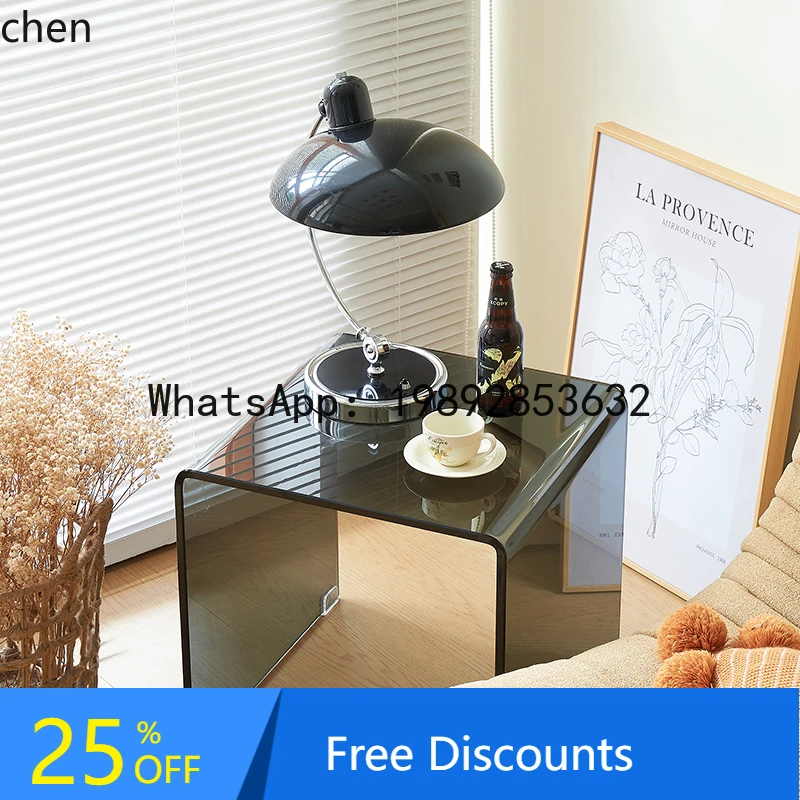 

living room glass sofa side square small coffee table bedside table