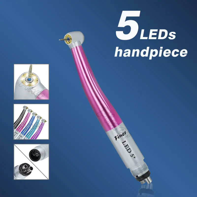 ทันตกรรม LED ความเร็วสูงสีสัน Handpiece Air Turbine พร้อม LED เครื่องกําเนิดไฟฟ้า PUSH ปุ่มหมุนสูงทันตกรรม Turbine TIP LIGHT