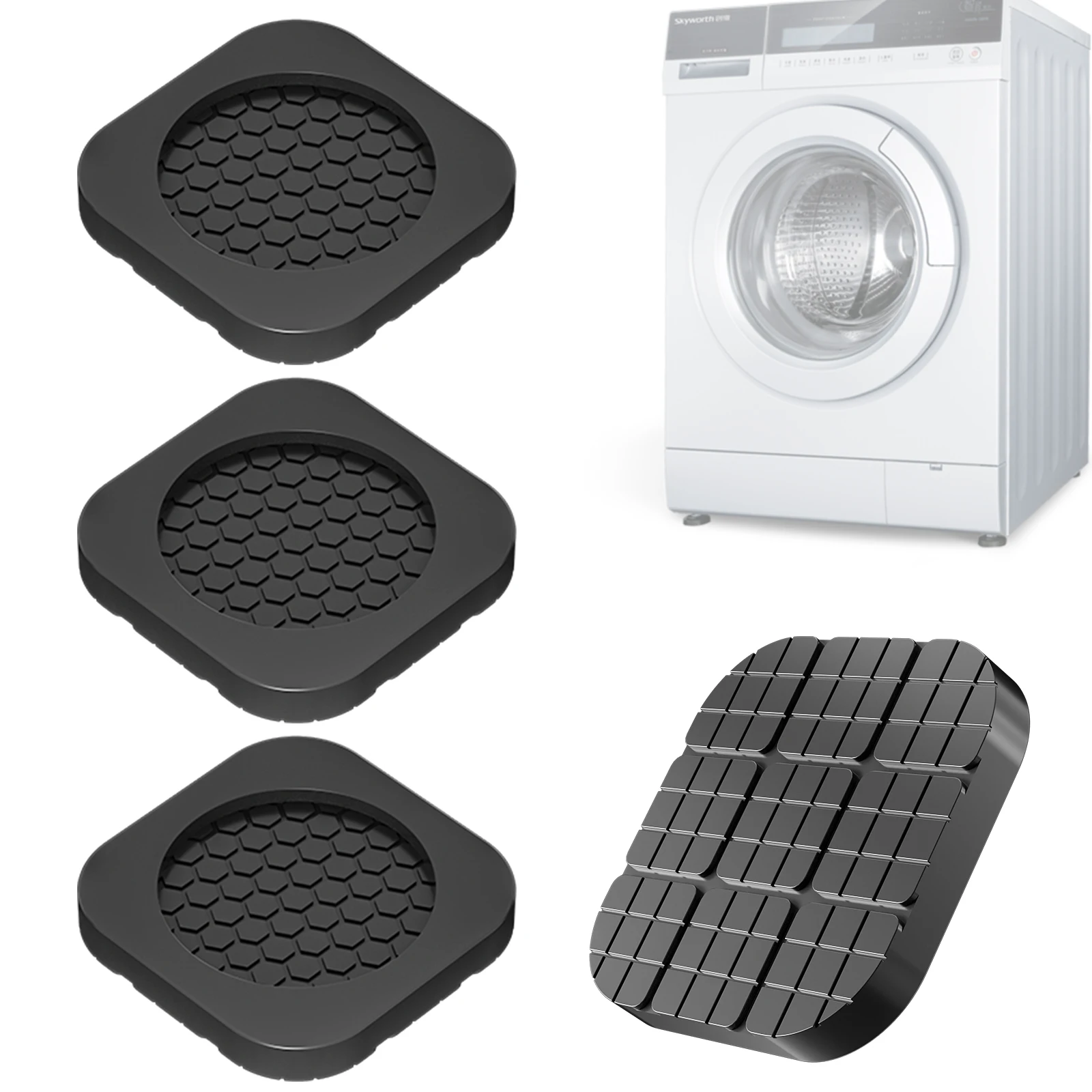 4PCS Anti Vibration Feet Pads Rubber Legs Slipstop Silent Skid Raiser Mat for Washing Machine Support Dampers Stand Non-Slip Pad